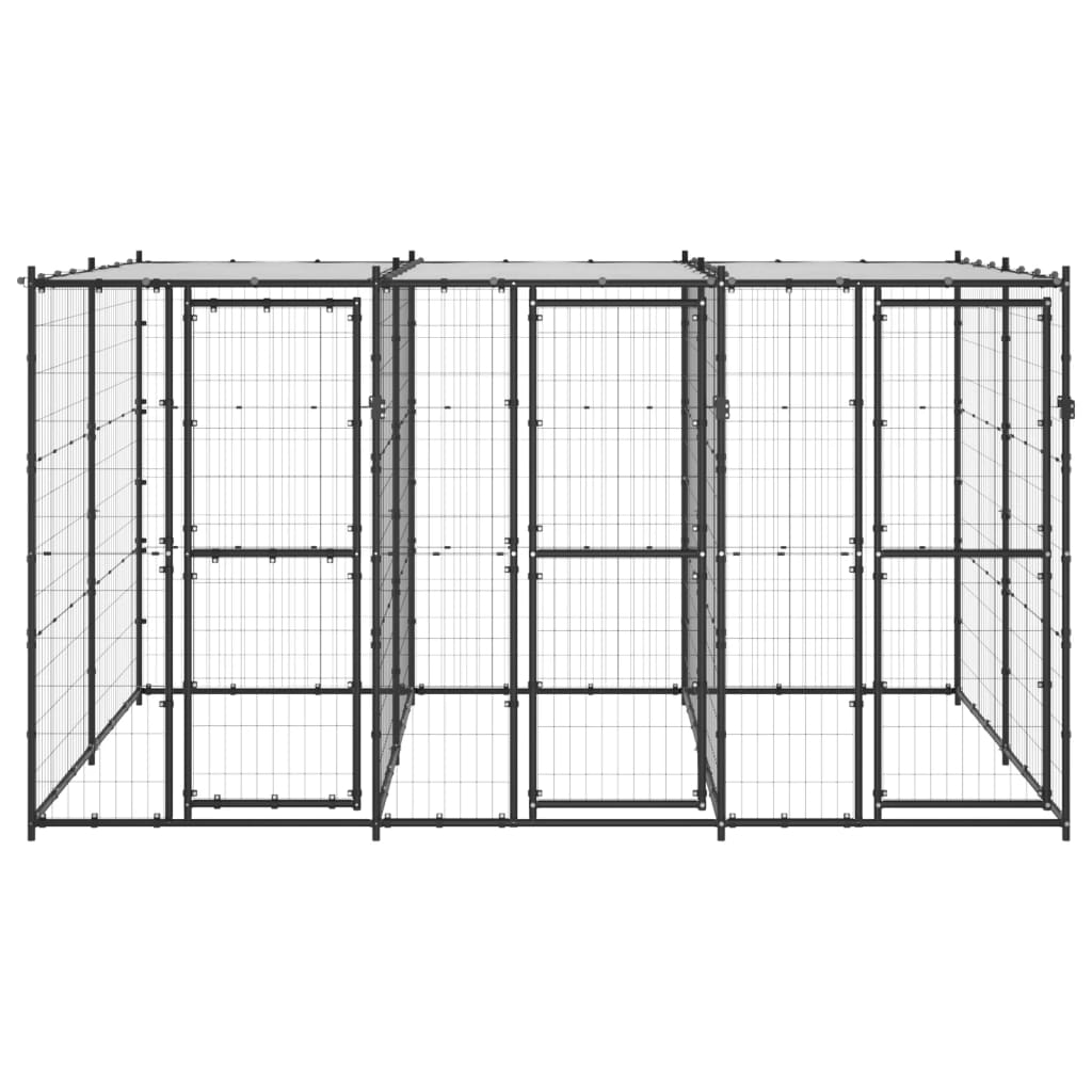 Hondenkennel met dak 7,26 m² staal