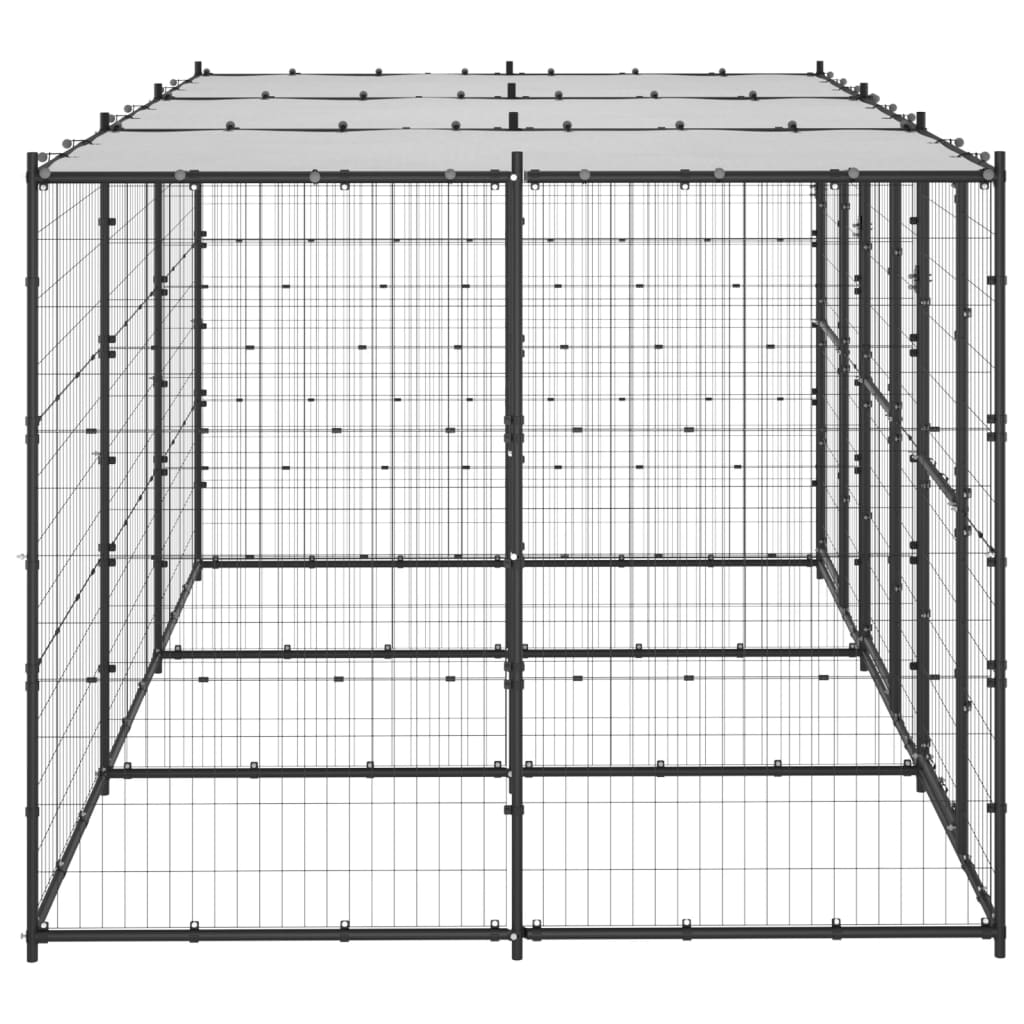 Hondenkennel met dak 7,26 m² staal