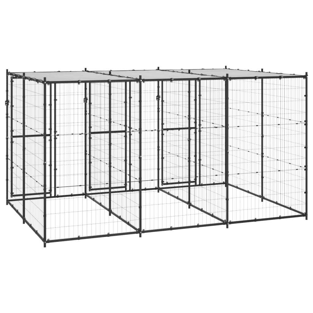 Hondenkennel met dak 7,26 m² staal