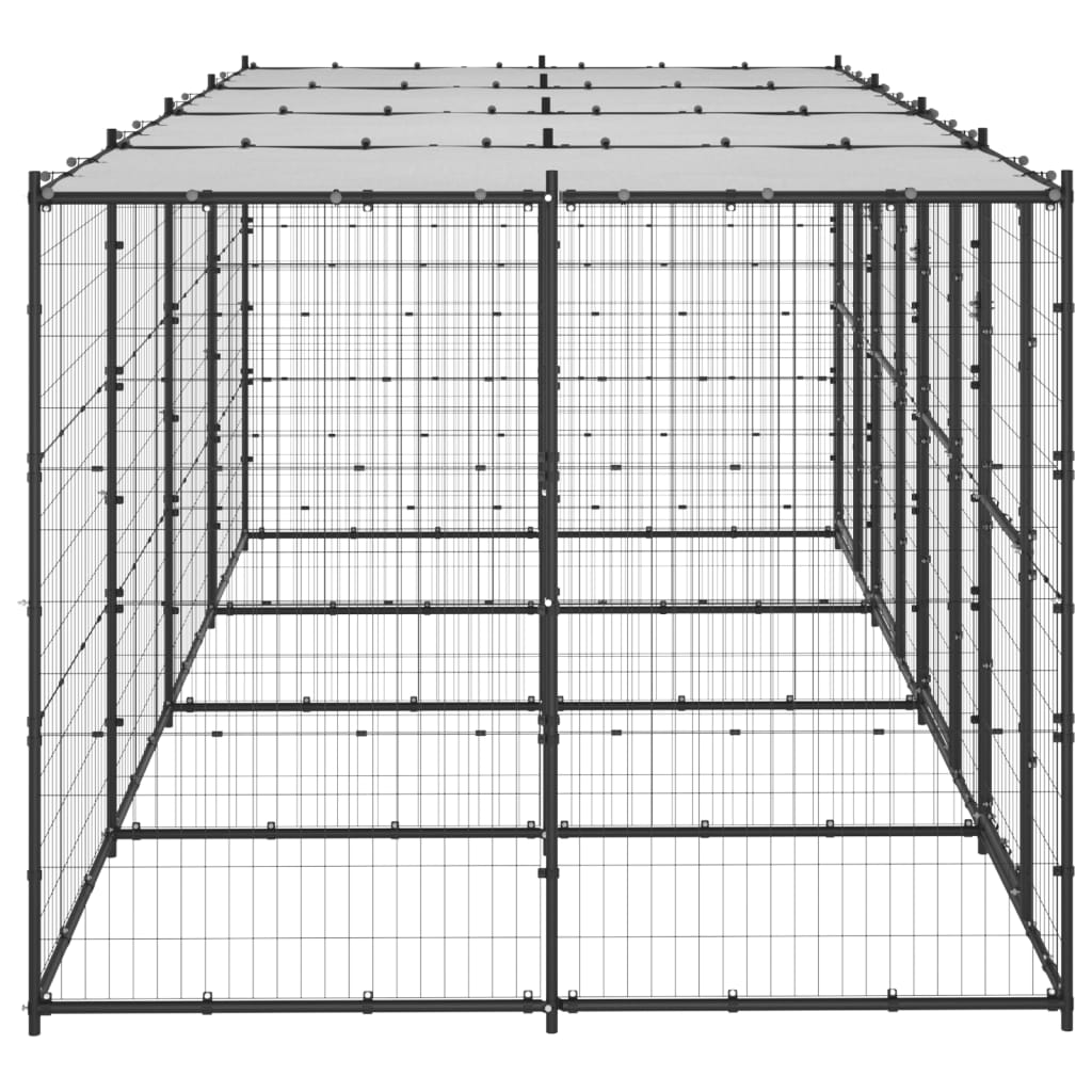 Hondenkennel met dak 9,68 m² staal