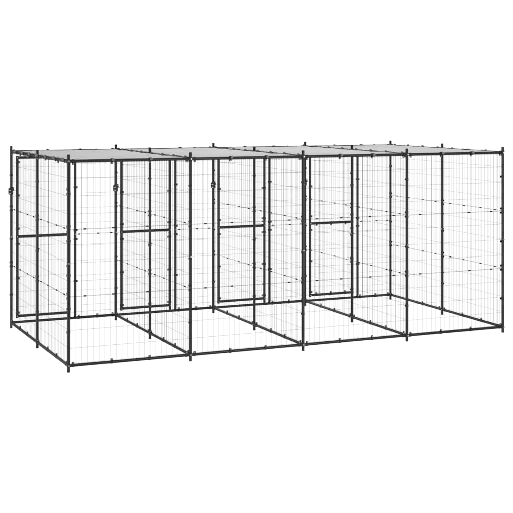 Hondenkennel met dak 9,68 m² staal