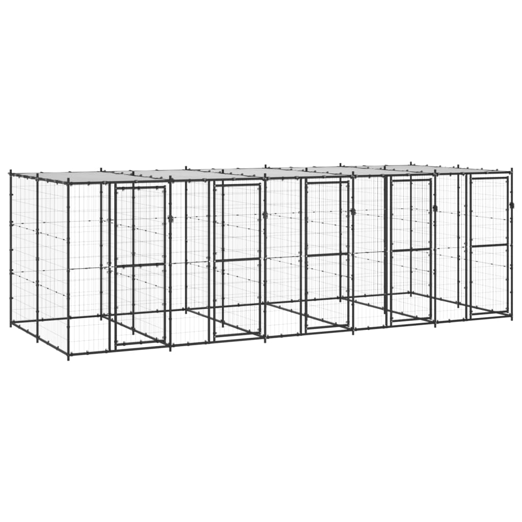 Hondenkennel met dak 12,1 m² staal