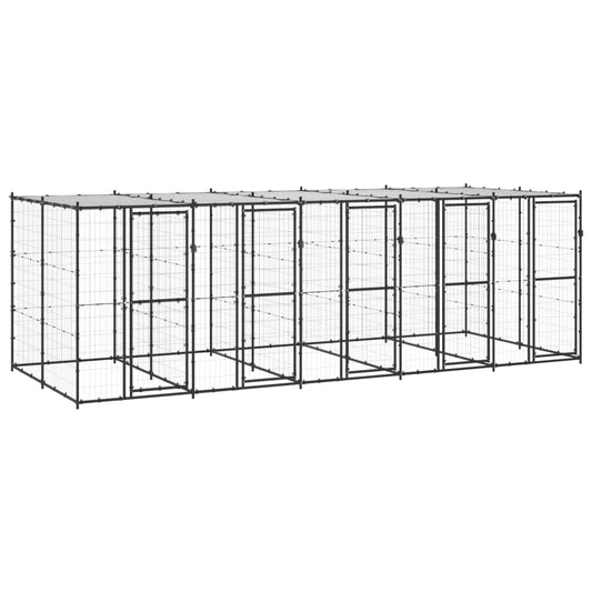 Hondenkennel met dak 12,1 m² staal