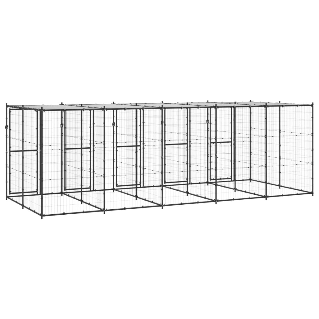 Hondenkennel met dak 12,1 m² staal