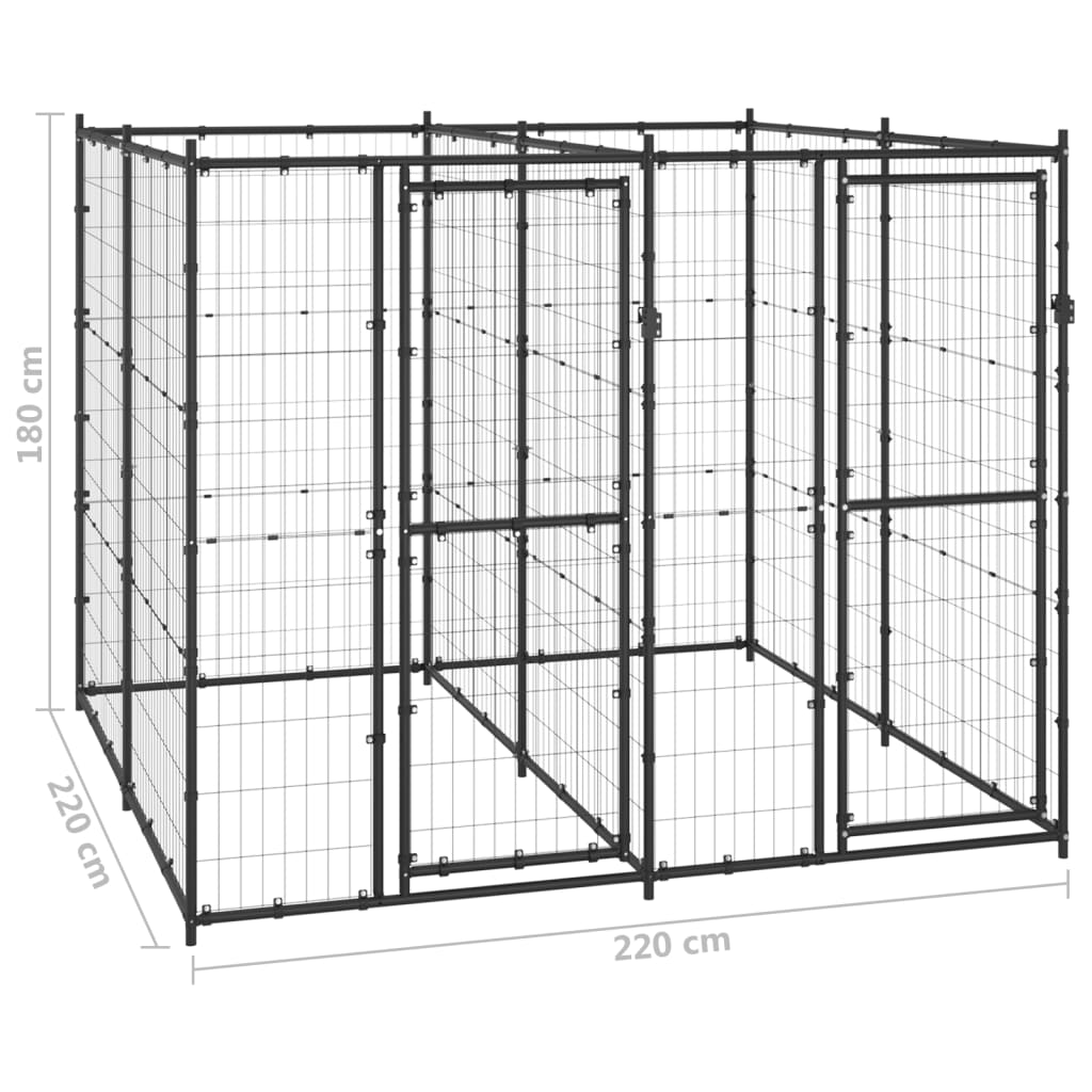 Hondenkennel 4,84 m² staal