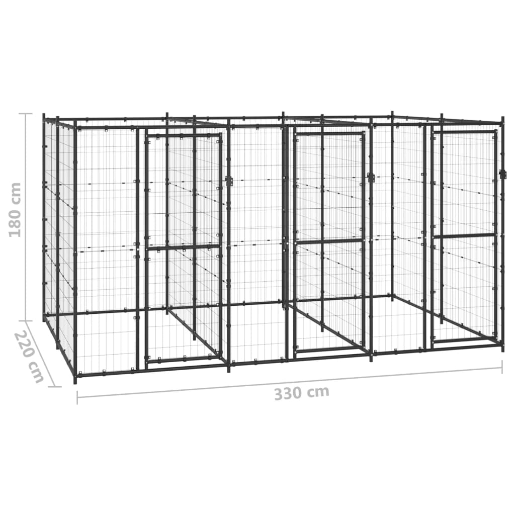 Hondenkennel 7,26 m² staal