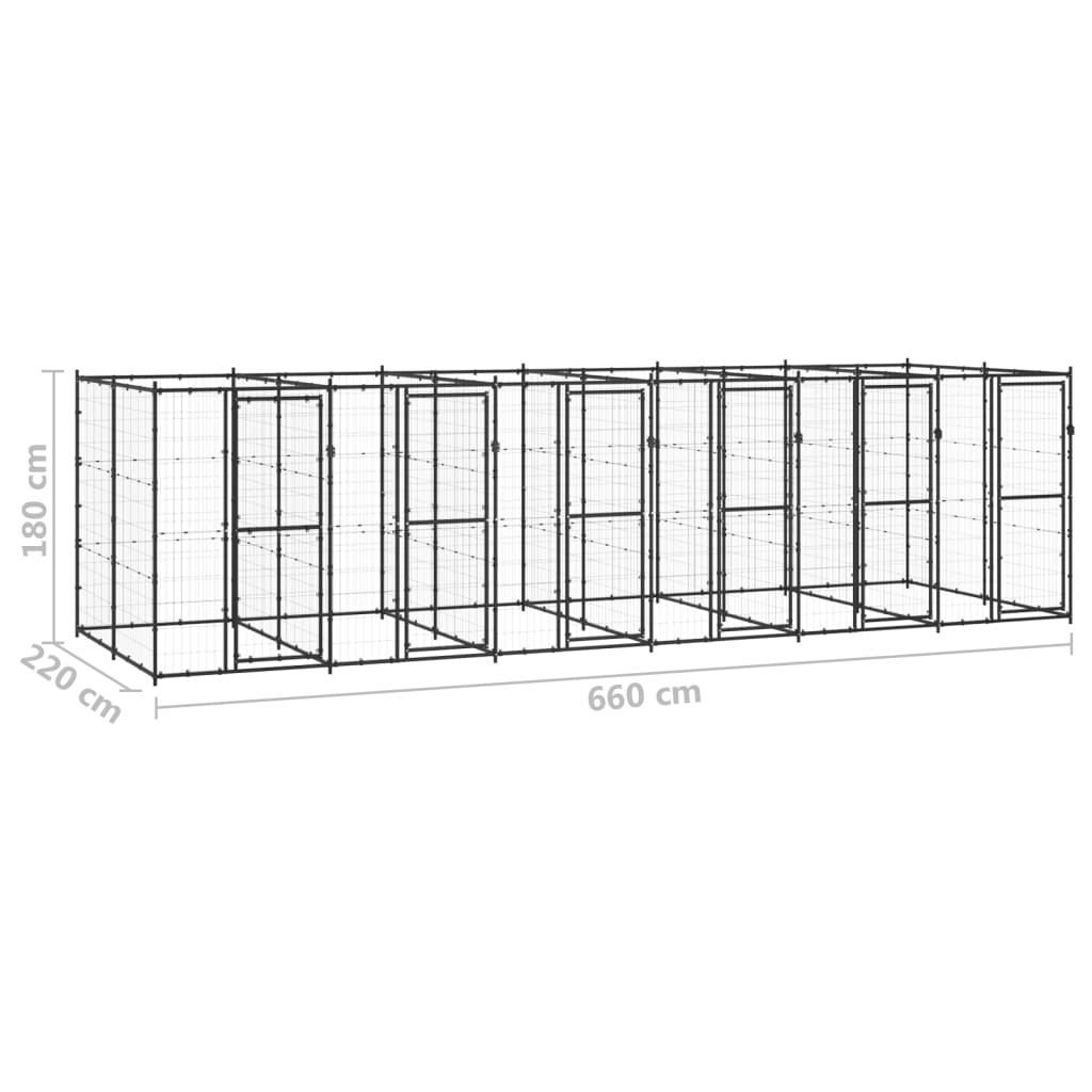 Hondenkennel 14,52 m² staal