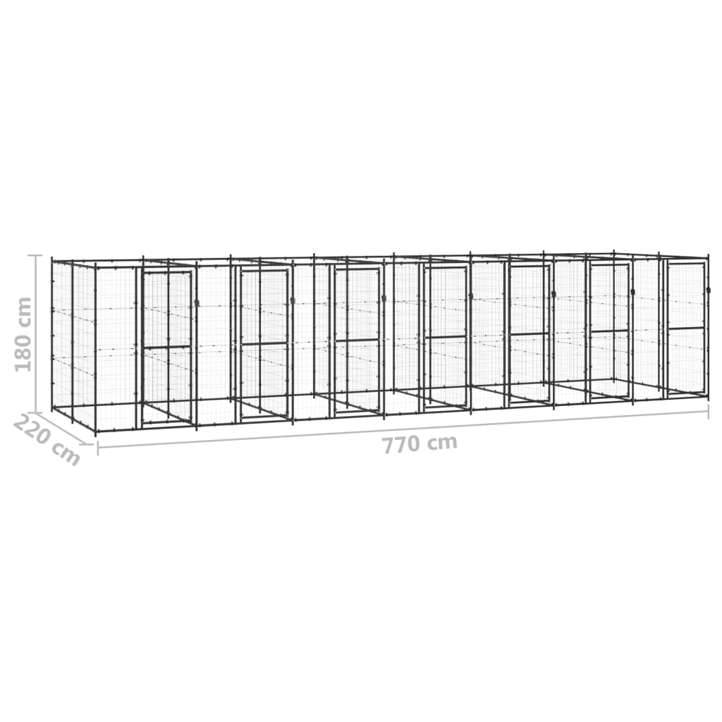 Hondenkennel 16,94 m² staal