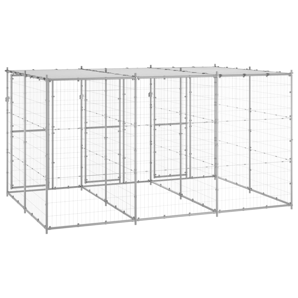 Hondenkennel met dak 7,26 m² gegalvaniseerd staal