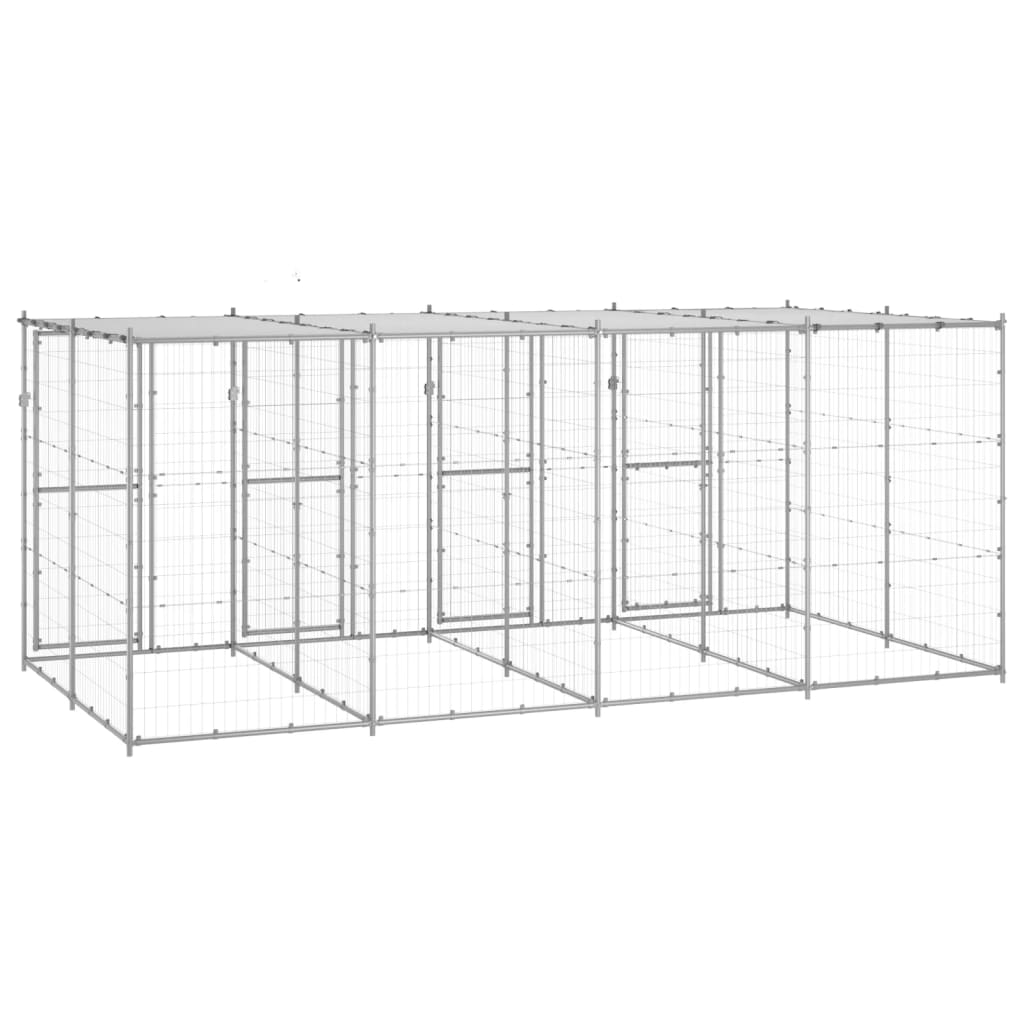 Hondenkennel met dak 9,68 m² gegalvaniseerd staal