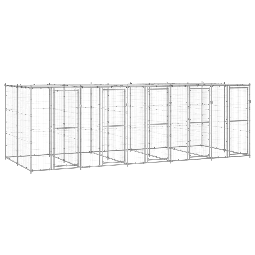 Hondenkennel met dak 12,1 m² gegalvaniseerd staal