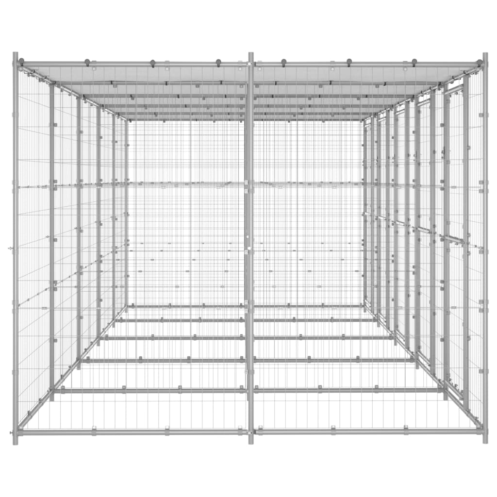 Hondenkennel met dak 12,1 m² gegalvaniseerd staal