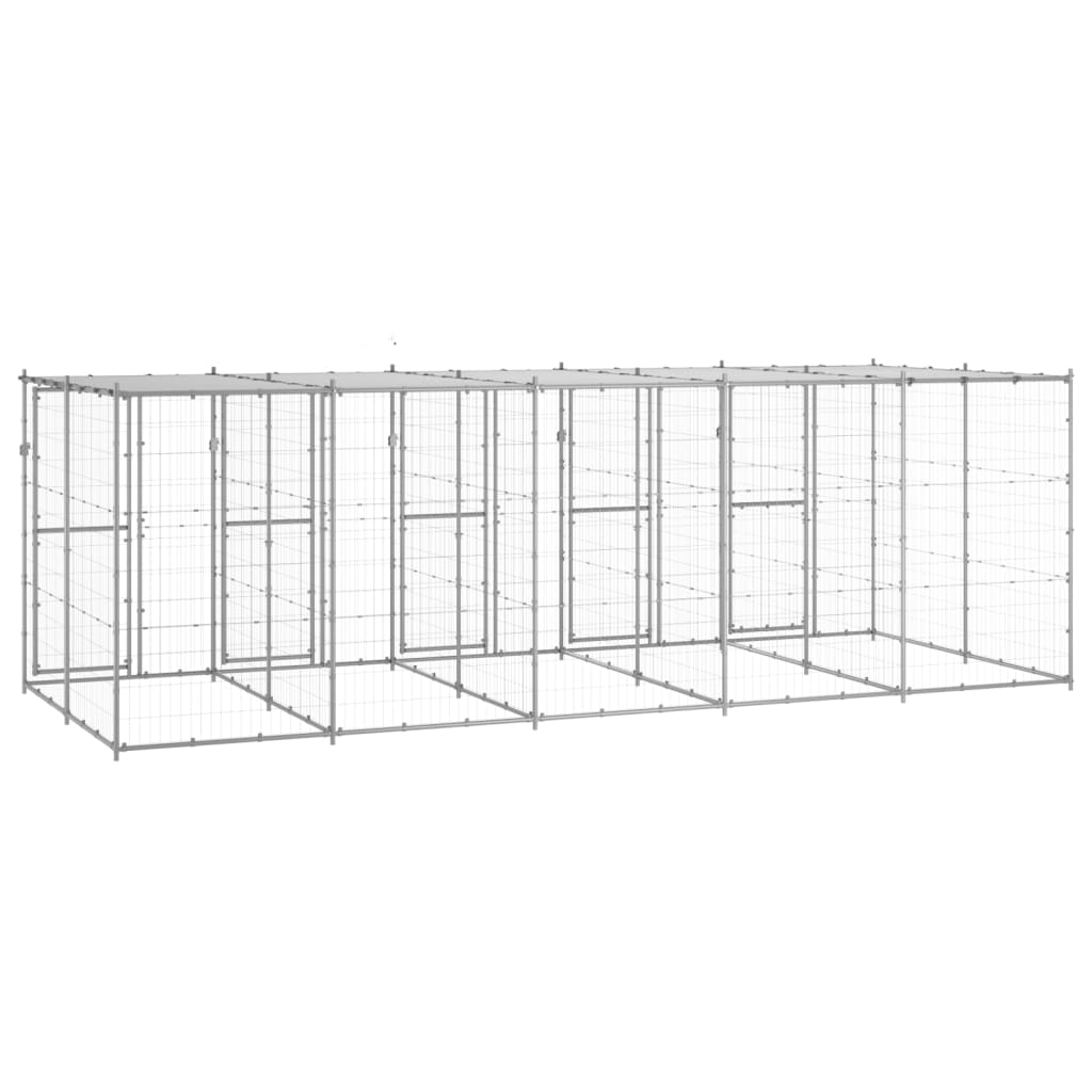 Hondenkennel met dak 12,1 m² gegalvaniseerd staal