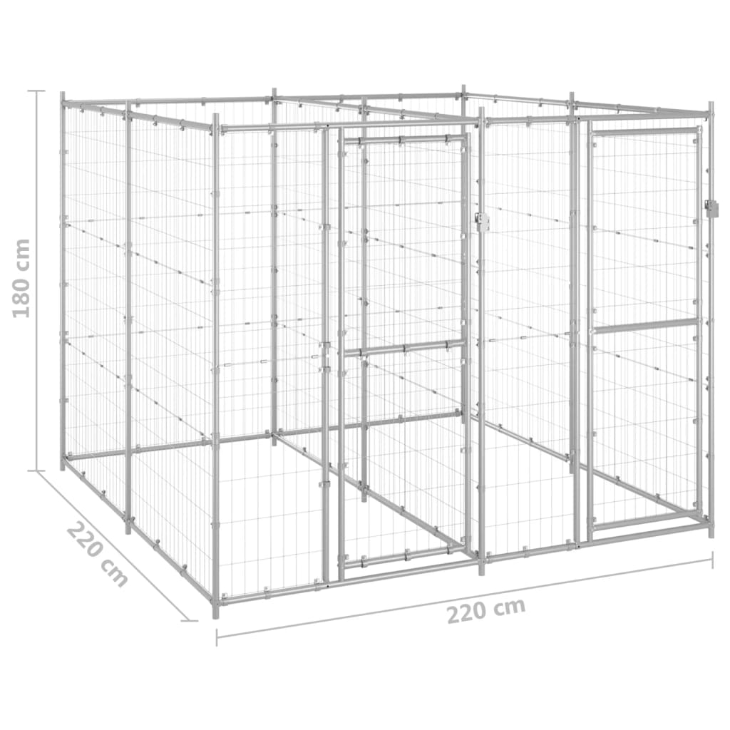 Hondenkennel 4,84 m² gegalvaniseerd staal