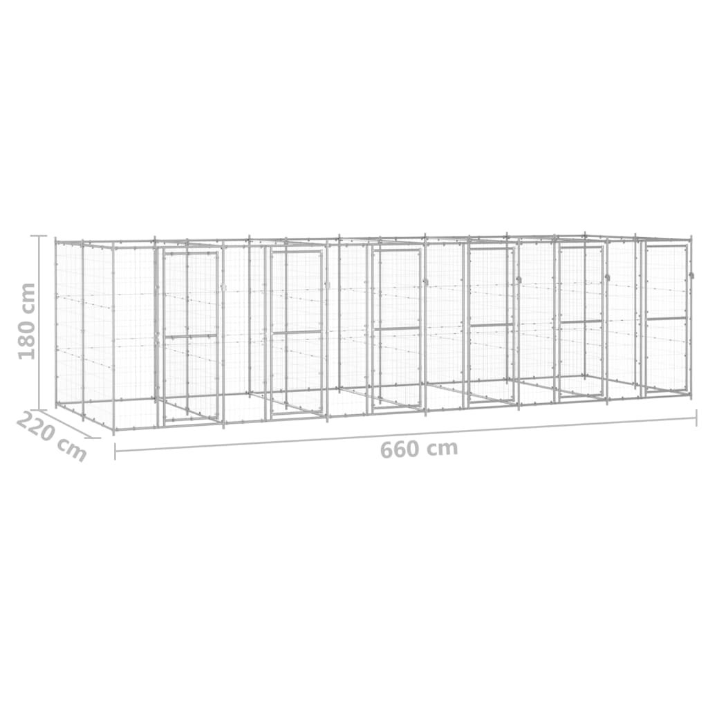 Hondenkennel 14,52 m² gegalvaniseerd staal