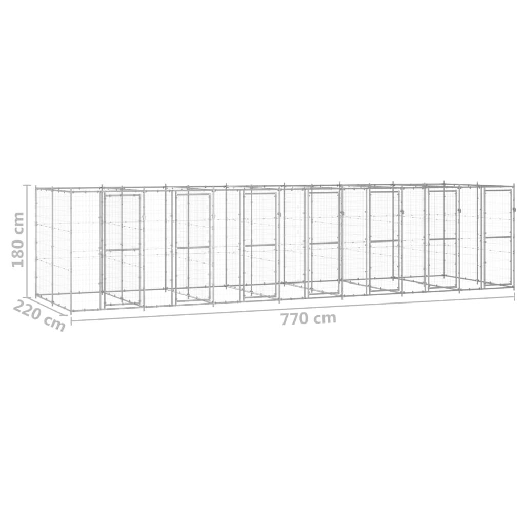 Hondenkennel 16,94 m² gegalvaniseerd staal