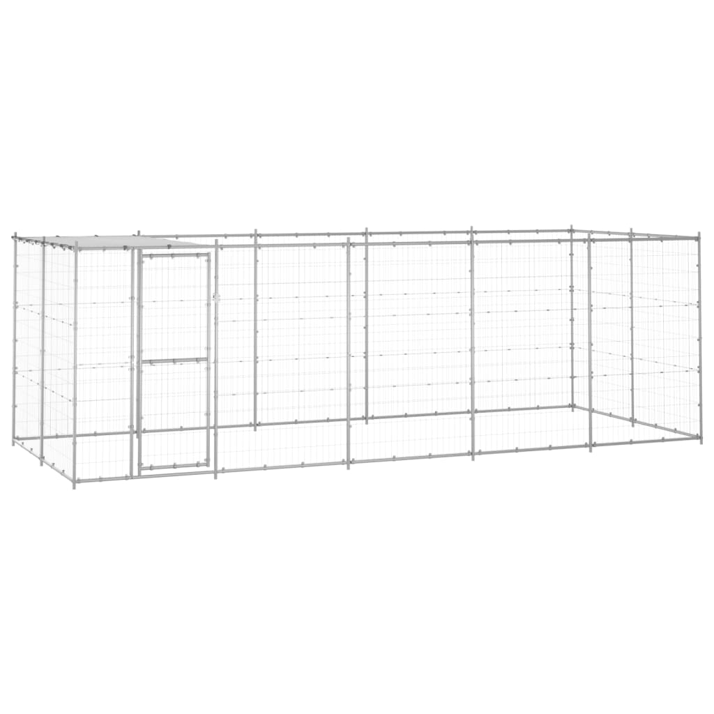 Hondenkennel met dak 12,1 m² gegalvaniseerd staal