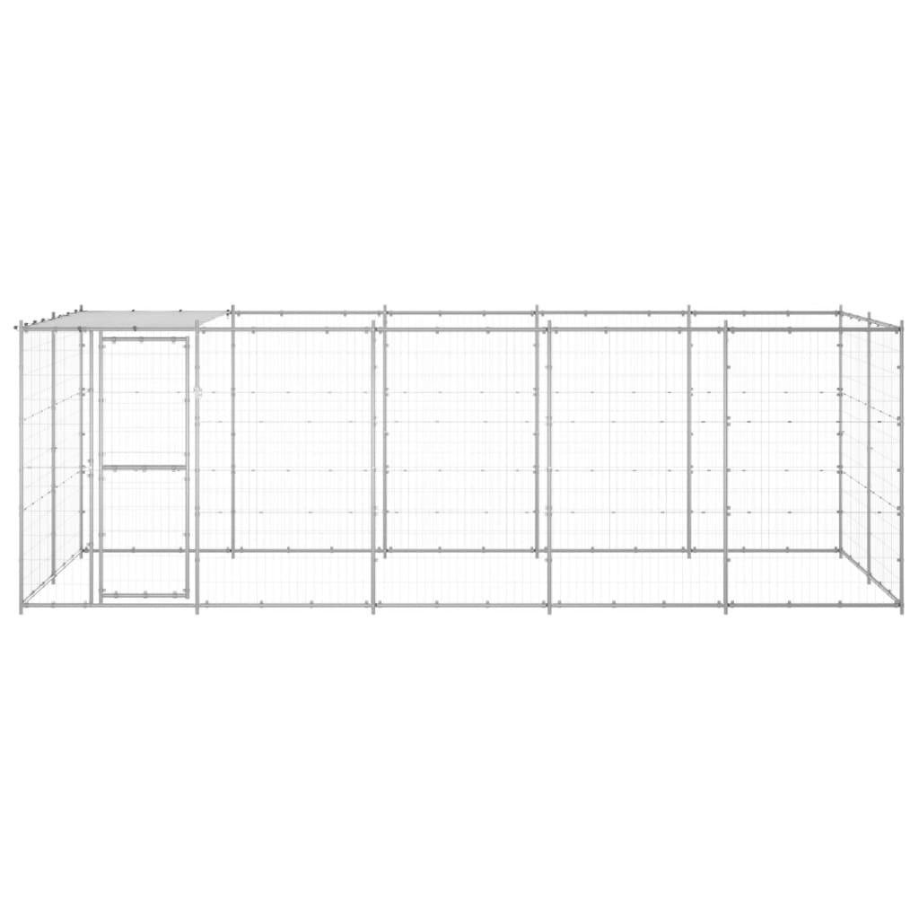 Hondenkennel met dak 12,1 m² gegalvaniseerd staal