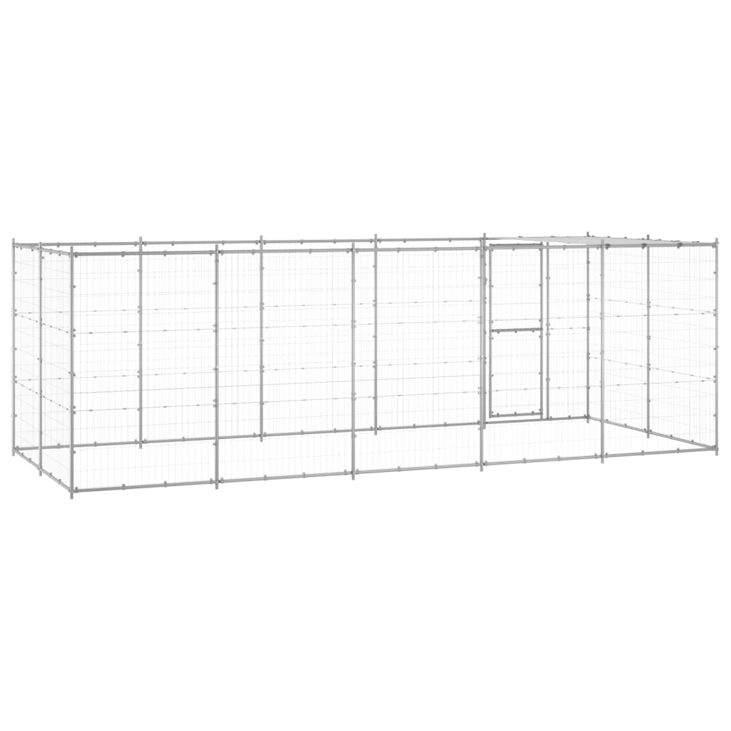 Hondenkennel met dak 12,1 m² gegalvaniseerd staal