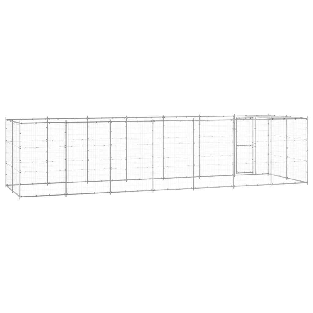 Hondenkennel met dak 16,94 m² gegalvaniseerd staal