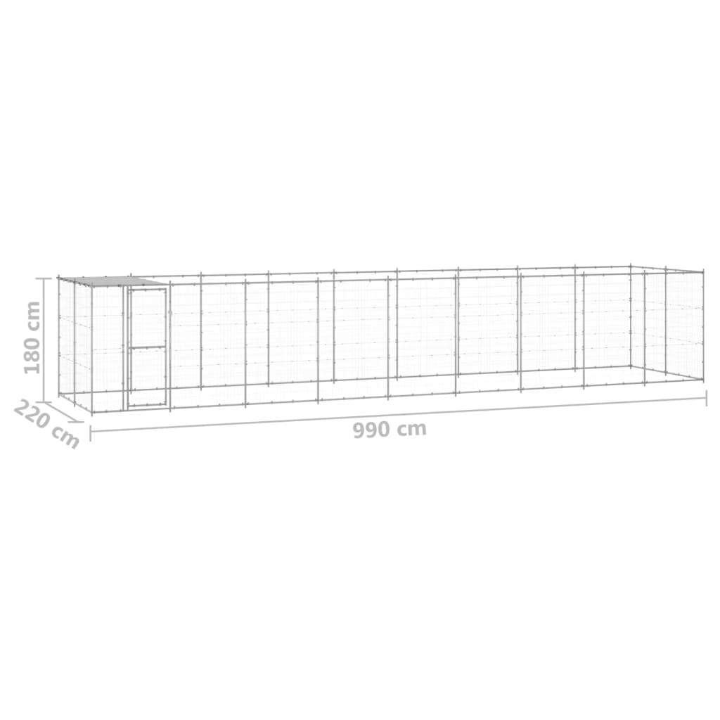 Hondenkennel met dak 21,78 m² gegalvaniseerd staal