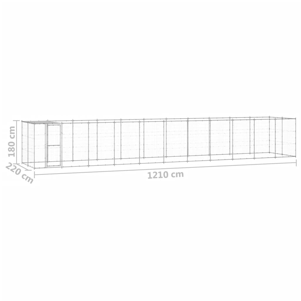 Hondenkennel met dak 26,62 m² gegalvaniseerd staal