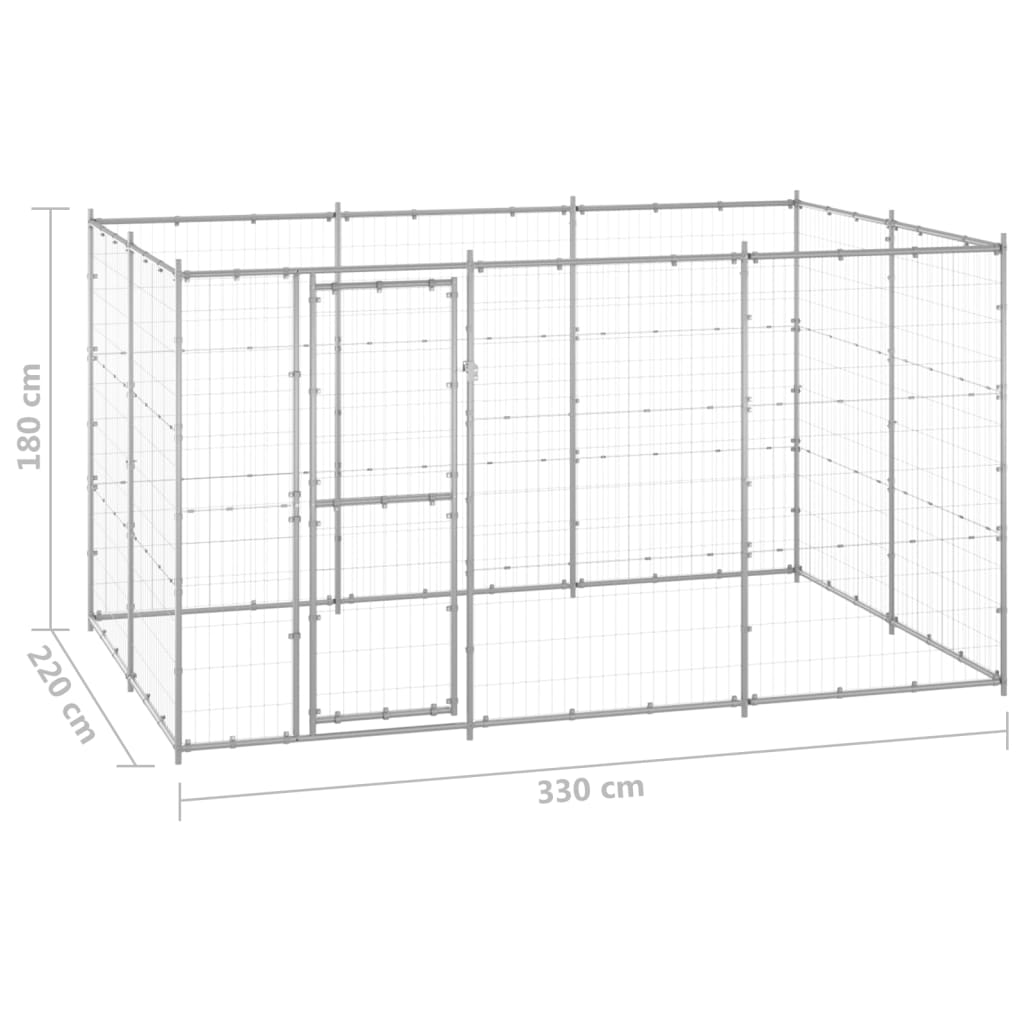 Hondenkennel 7,26 m² gegalvaniseerd staal