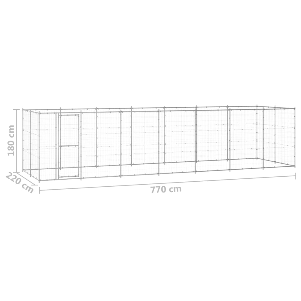 Hondenkennel 16,94 m² gegalvaniseerd staal