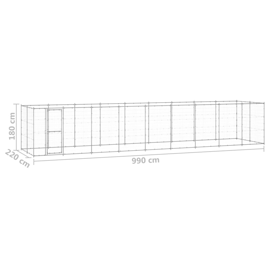 Hondenkennel 21,78 m² gegalvaniseerd staal