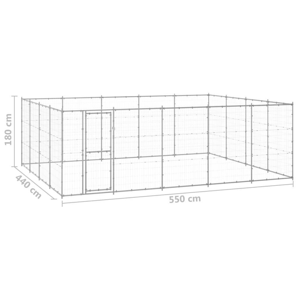 Hondenkennel 24,2 m² gegalvaniseerd staal