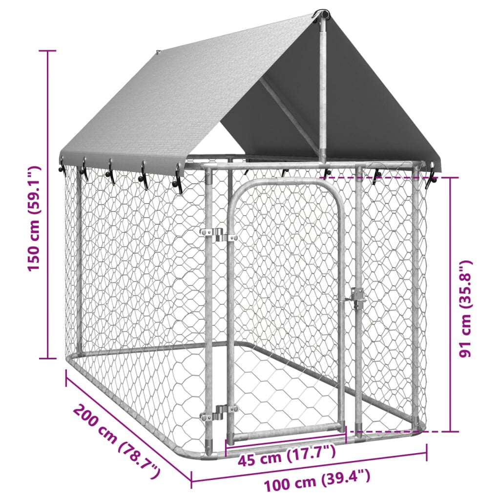 Hondenkennel voor buiten met dak 200x100x150 cm