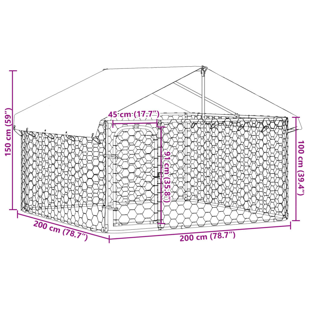 Hondenkennel voor buiten met dak 200x200x150 cm