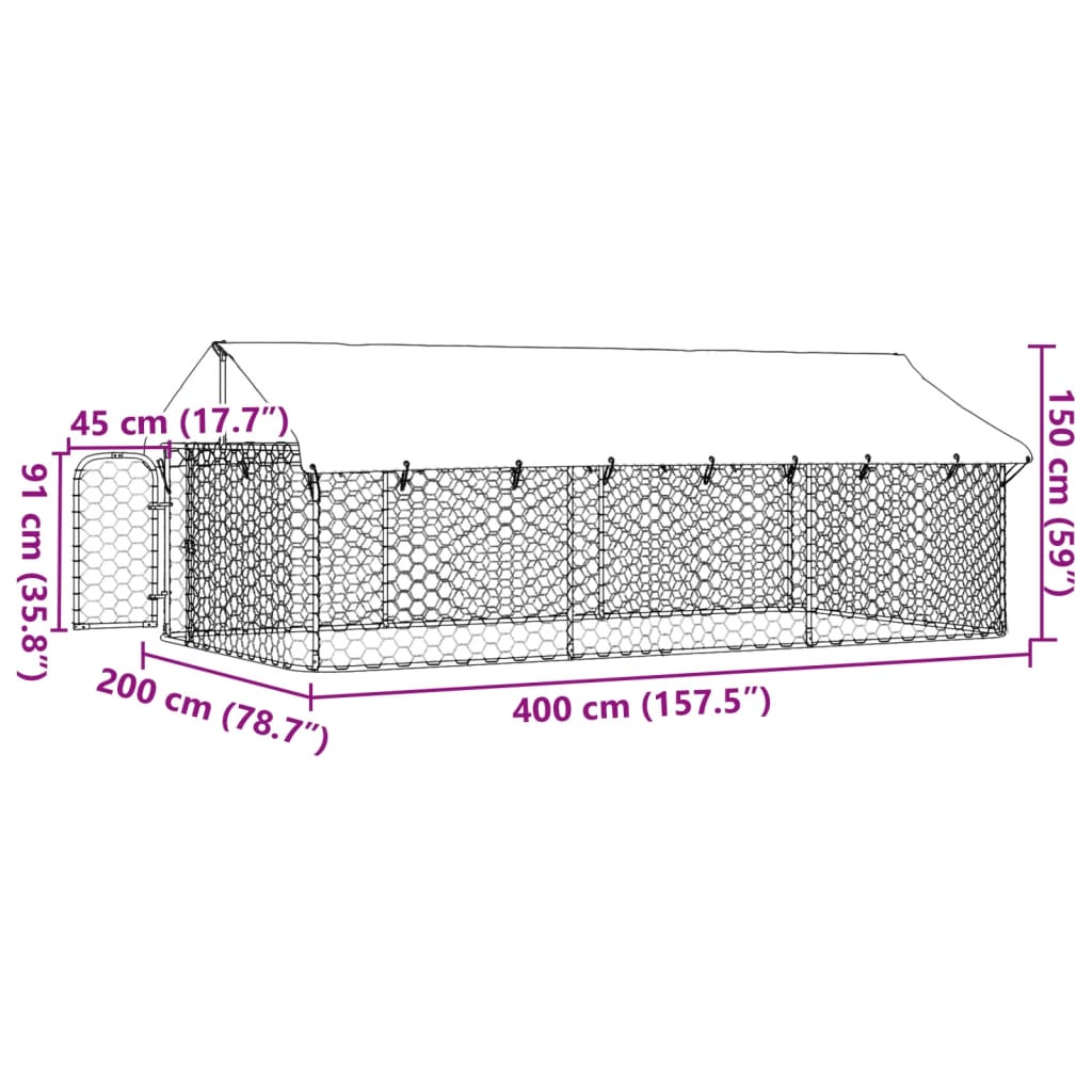 Hondenkennel voor buiten met dak 400x200x150 cm