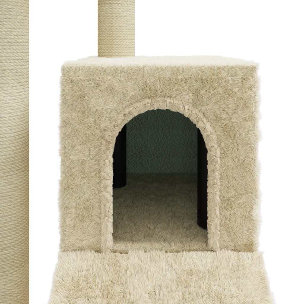 Kattenmeubel met sisal krabpalen 92 cm crèmekleurig