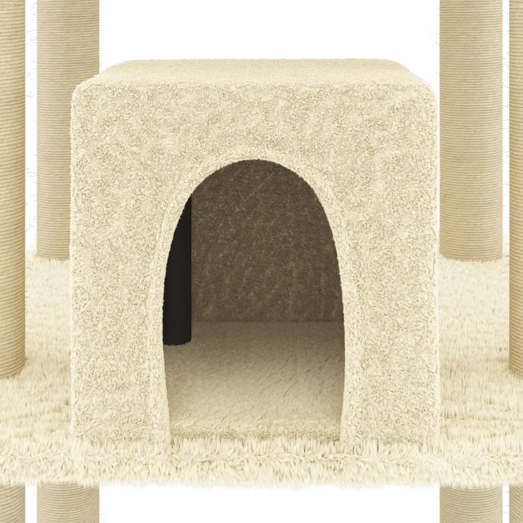 Kattenmeubel met sisal krabpalen 216 cm crèmekleurig