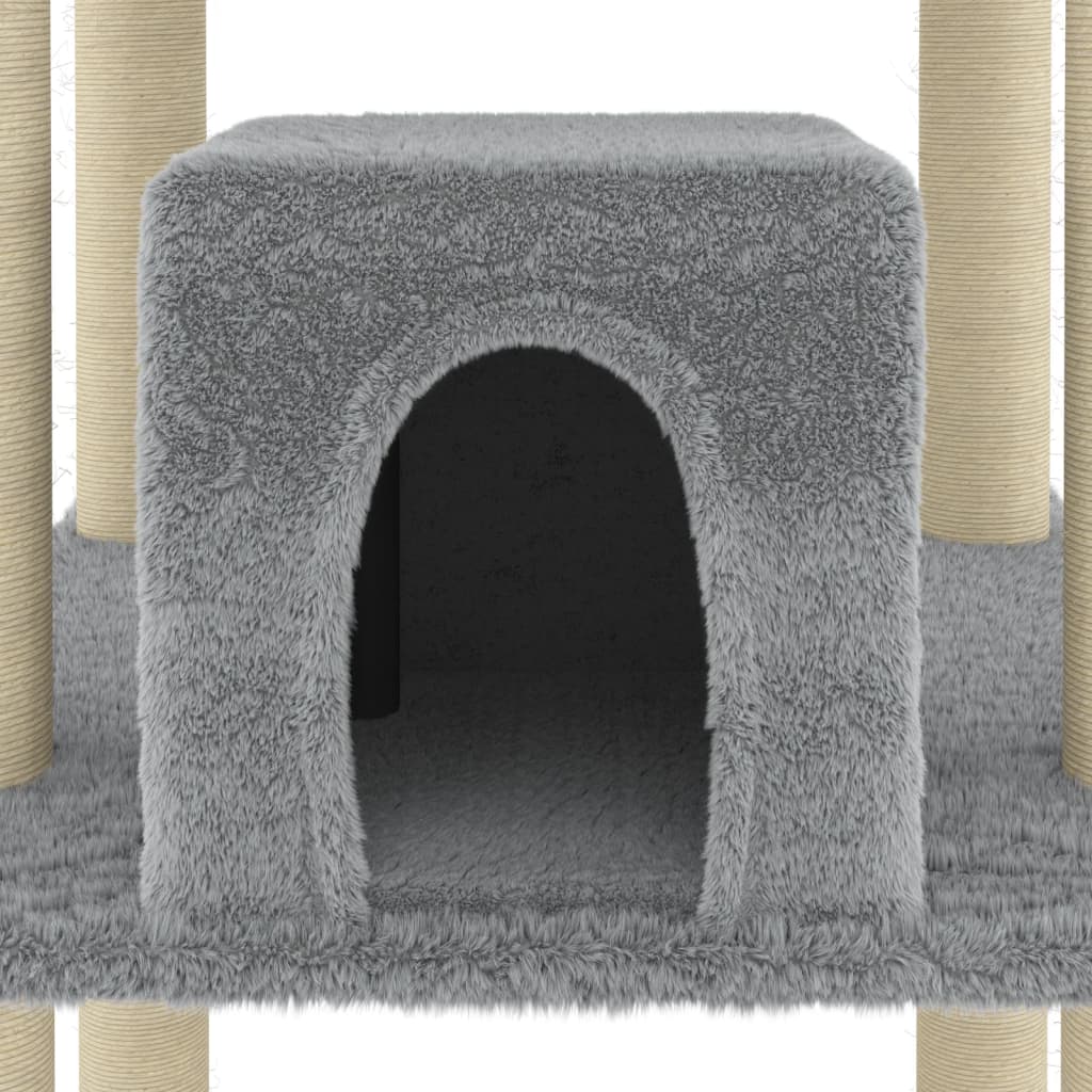 Kattenmeubel met sisal krabpalen 216 cm lichtgrijs