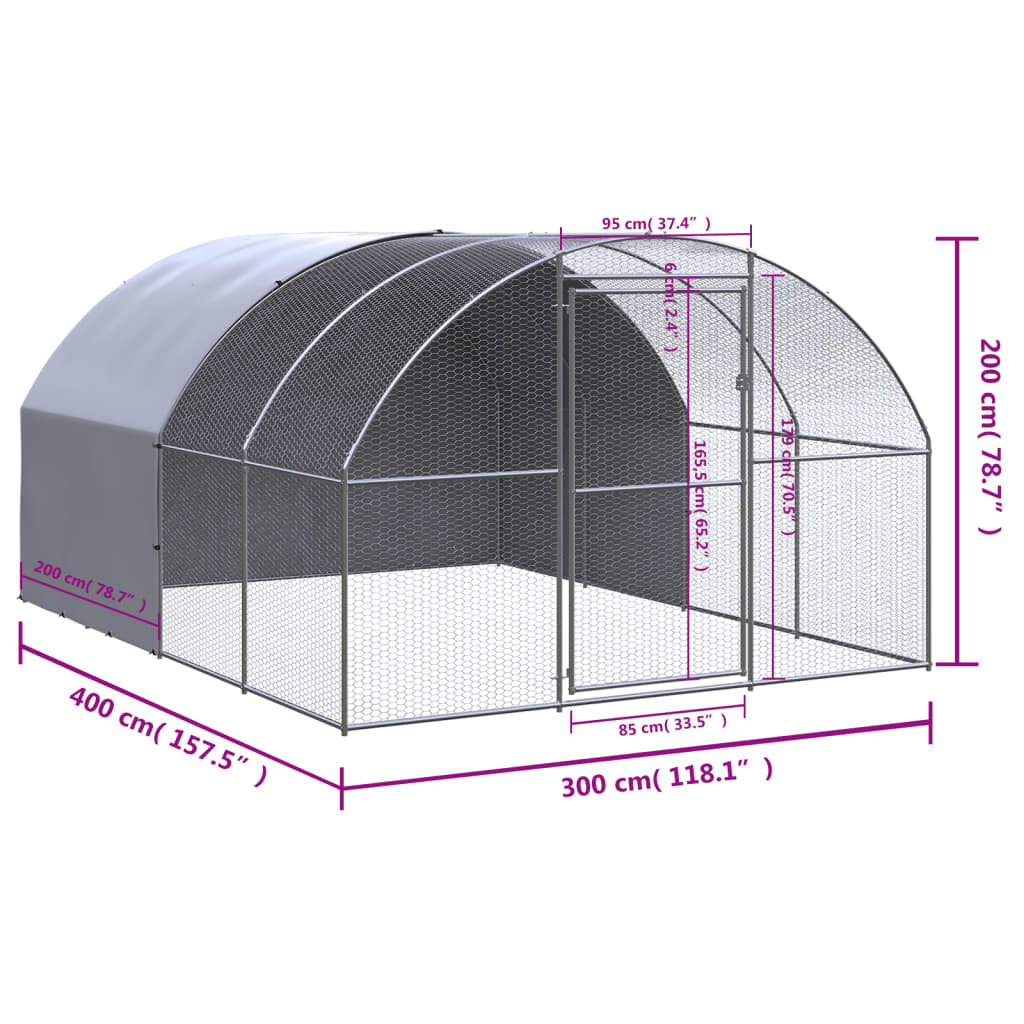 Kippenren 3x4x2 m gegalvaniseerd staal