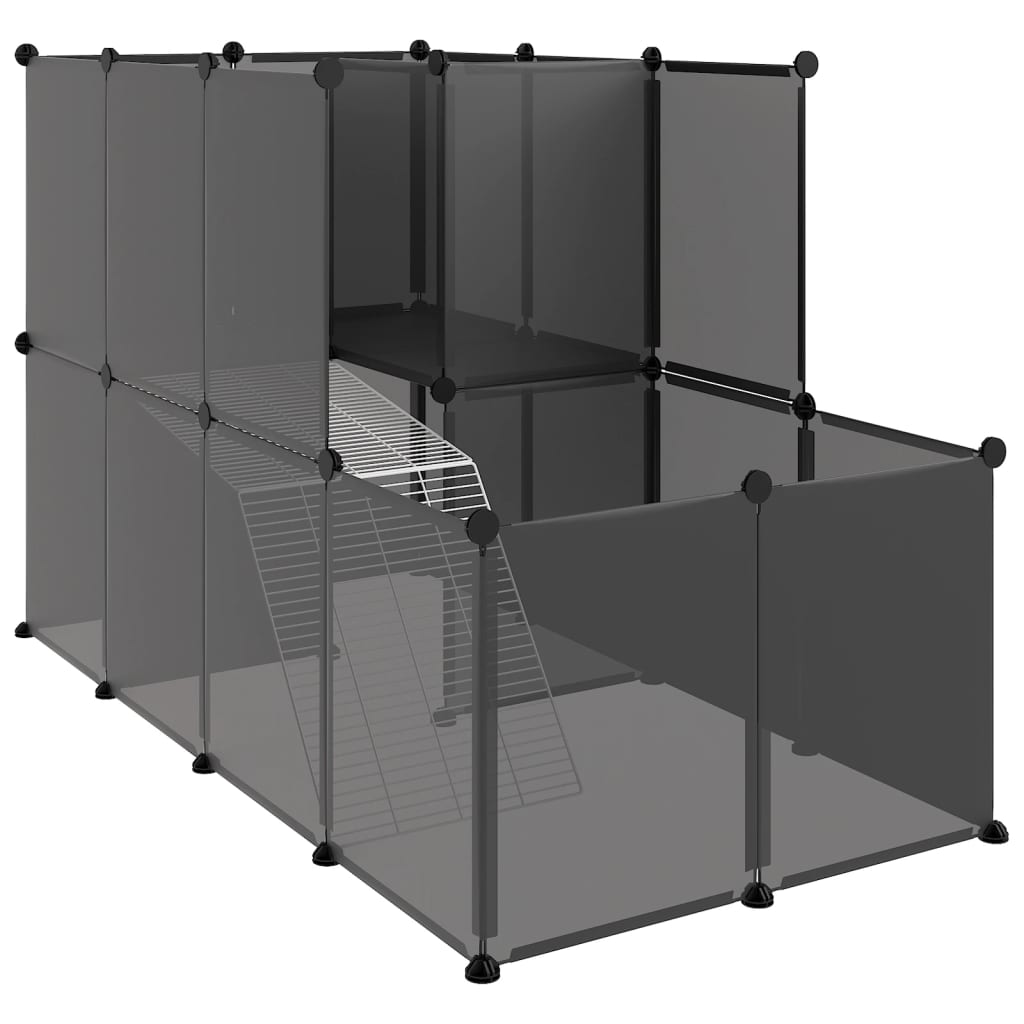 Dierenhok klein 142x74x93 cm polypropeen en staal zwart