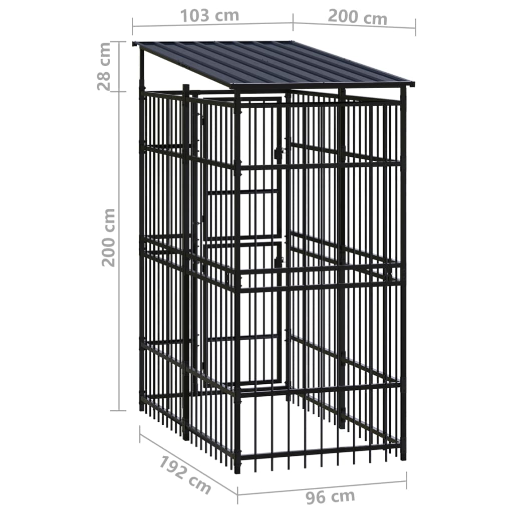 Hondenkennel met dak 1,84 m² staal