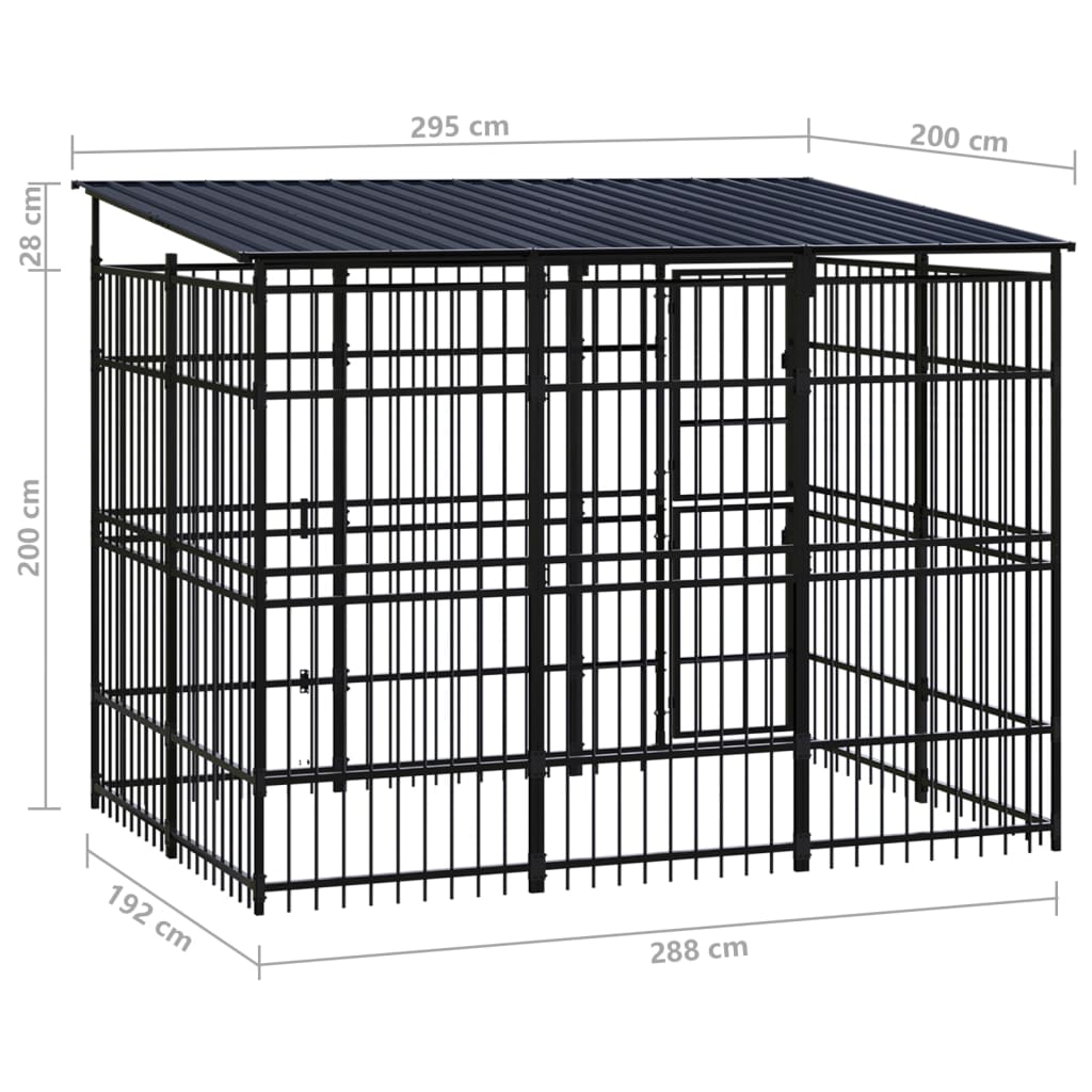 Hondenkennel met dak 5,53 m² staal