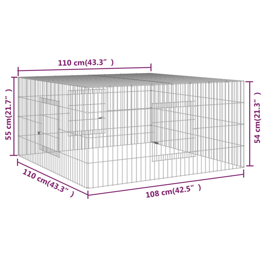 Konijnenkooi 110x110x55 cm gegalvaniseerd ijzer