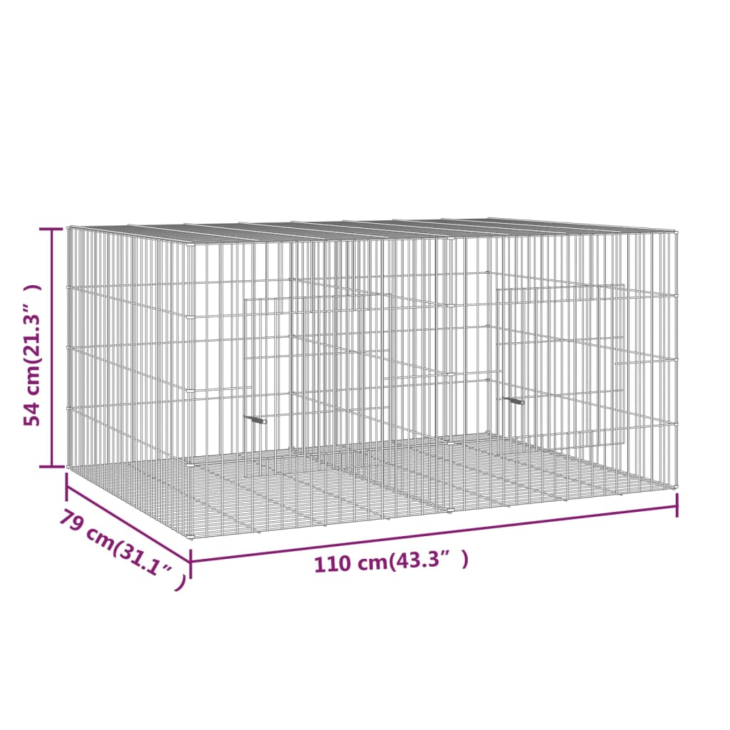 Konijnenkooi met 2 panelen 110x79x54 cm gegalvaniseerd ijzer