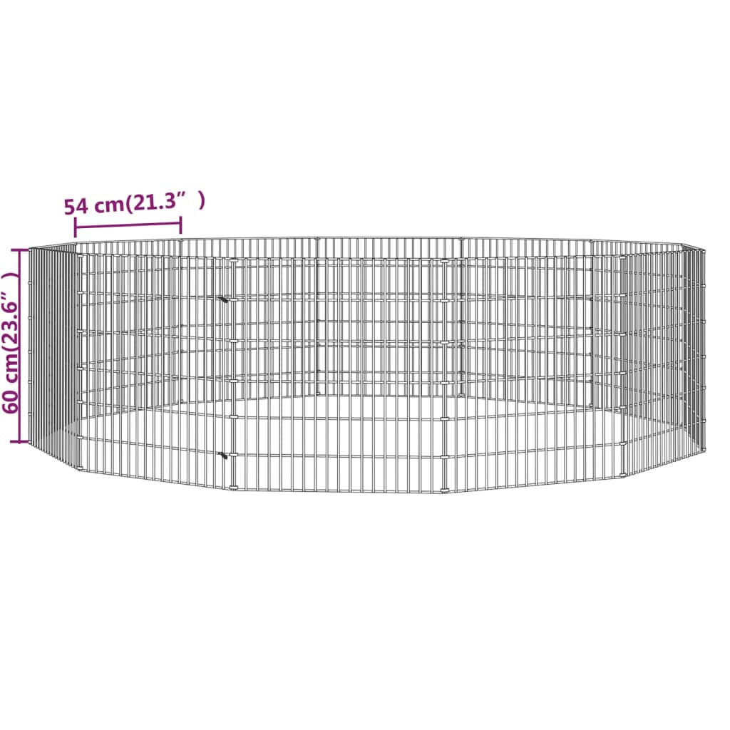 Dierenverblijf 12 panelen 54x60 cm gegalvaniseerd ijzer