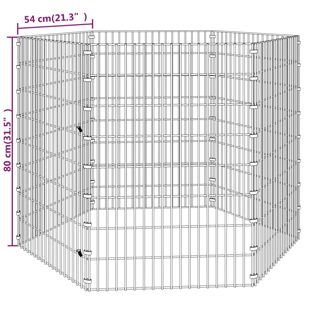 Dierenverblijf 6 panelen 54x80 cm gegalvaniseerd ijzer