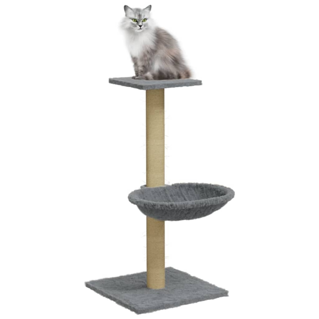 Kattenmeubel met sisal krabpaal 74 cm lichtgrijs