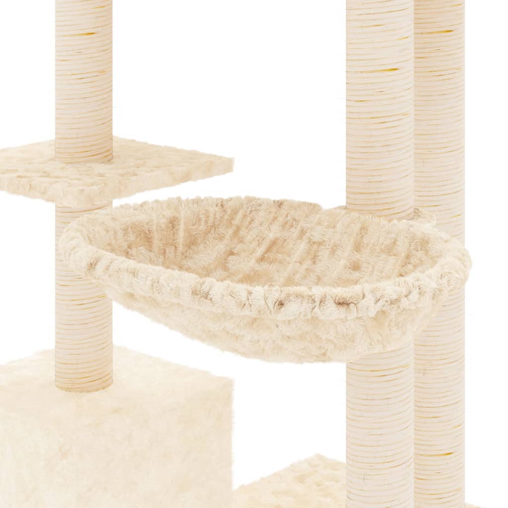 Kattenmeubel met sisal krabpalen 142 cm crèmekleurig