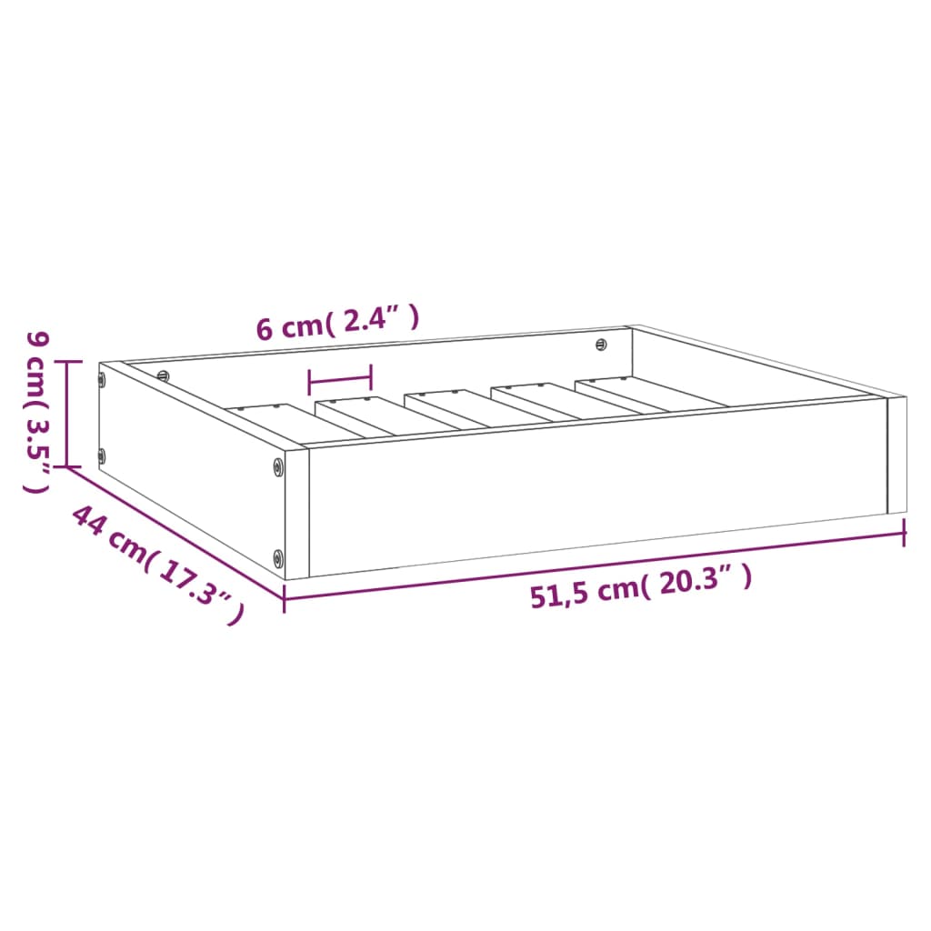 Hondenmand 51,5x44x9 cm massief grenenhout grijs