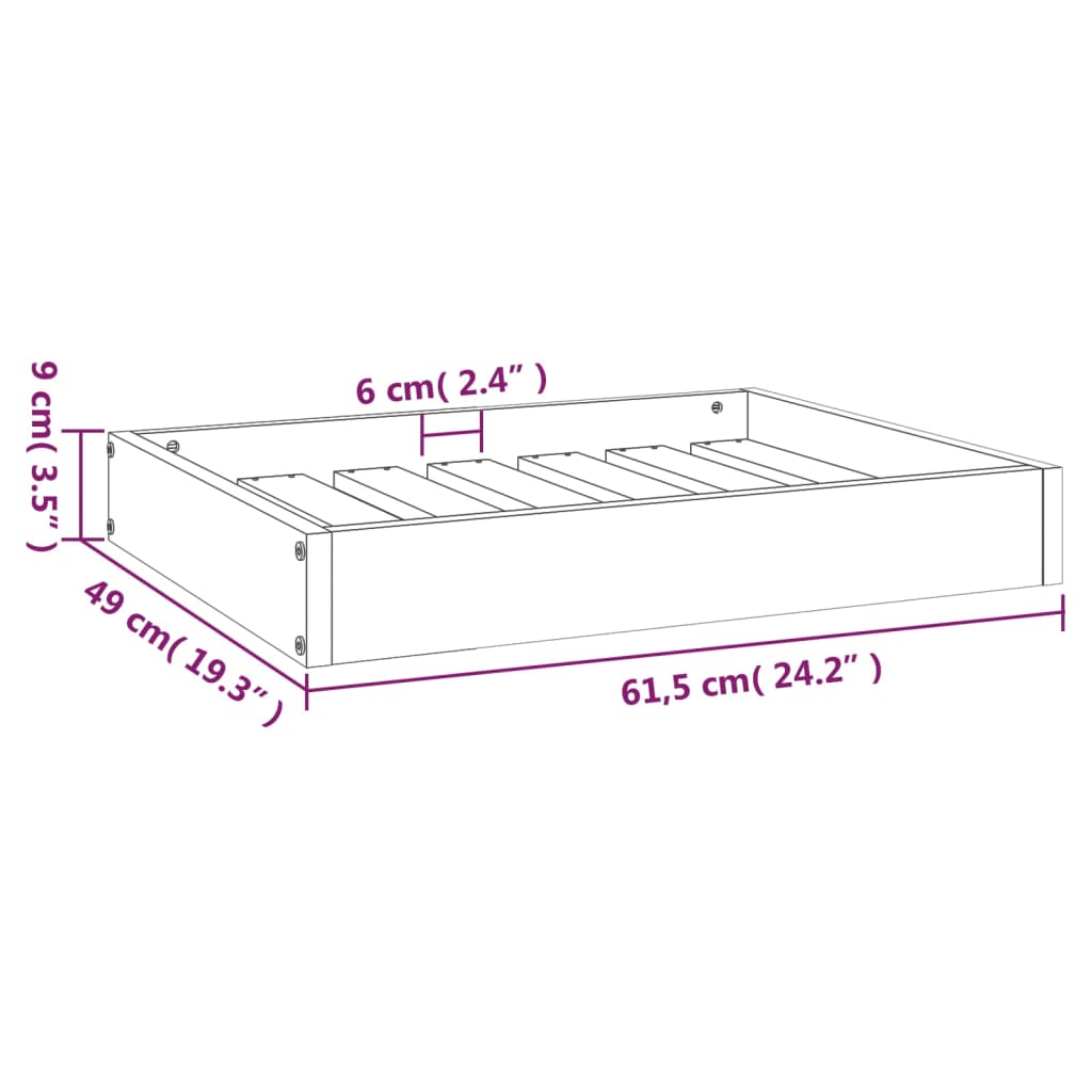 Hondenmand 61,5x49x9 cm massief grenenhout honingbruin