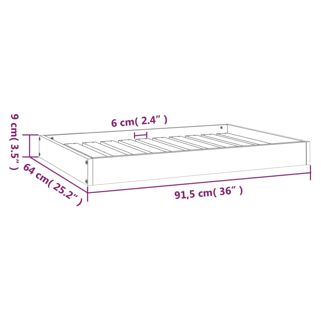 Hondenmand 91,5x64x9 cm massief grenenhout wit