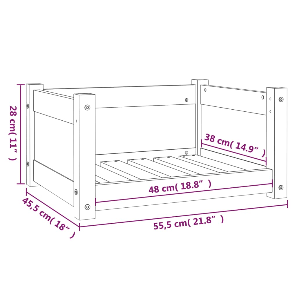 Hondenmand 55,5x45,5x28 cm massief grenenhout wit